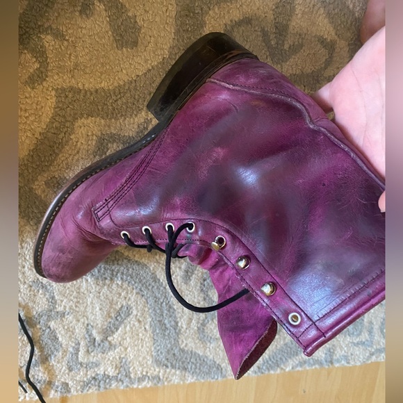 Genuine leather high quality purple lace up roper boots - Picture 4 of 9